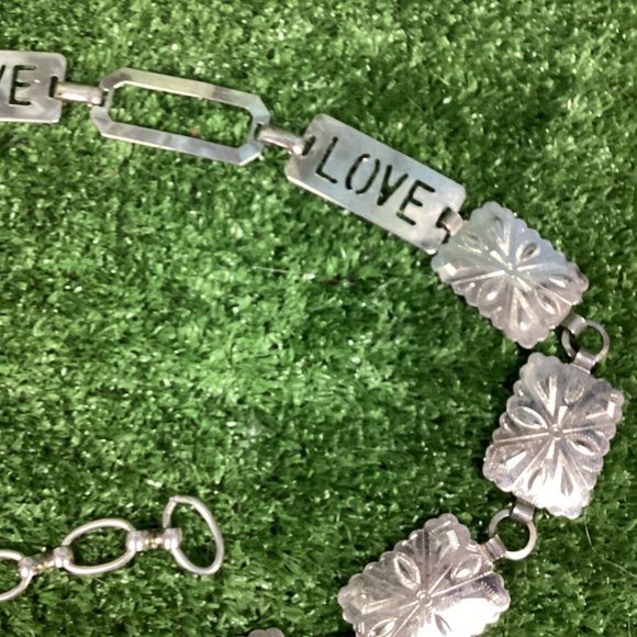 Vintage 60s Hippie LOVE Conch Chain Belt 50\